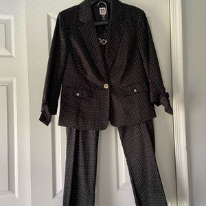 Anne Klein 2-piece suit with Calvin Klein white lightweight sweater.